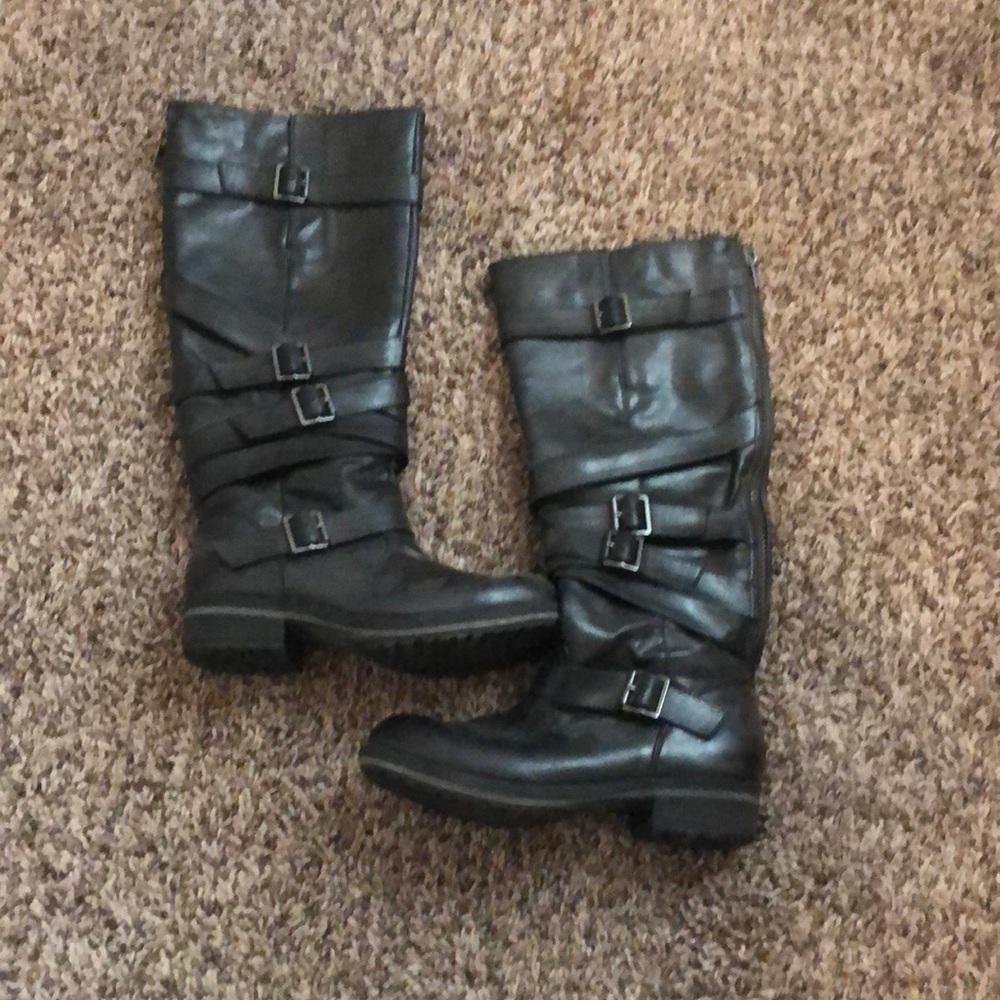 Knee high black riding boots